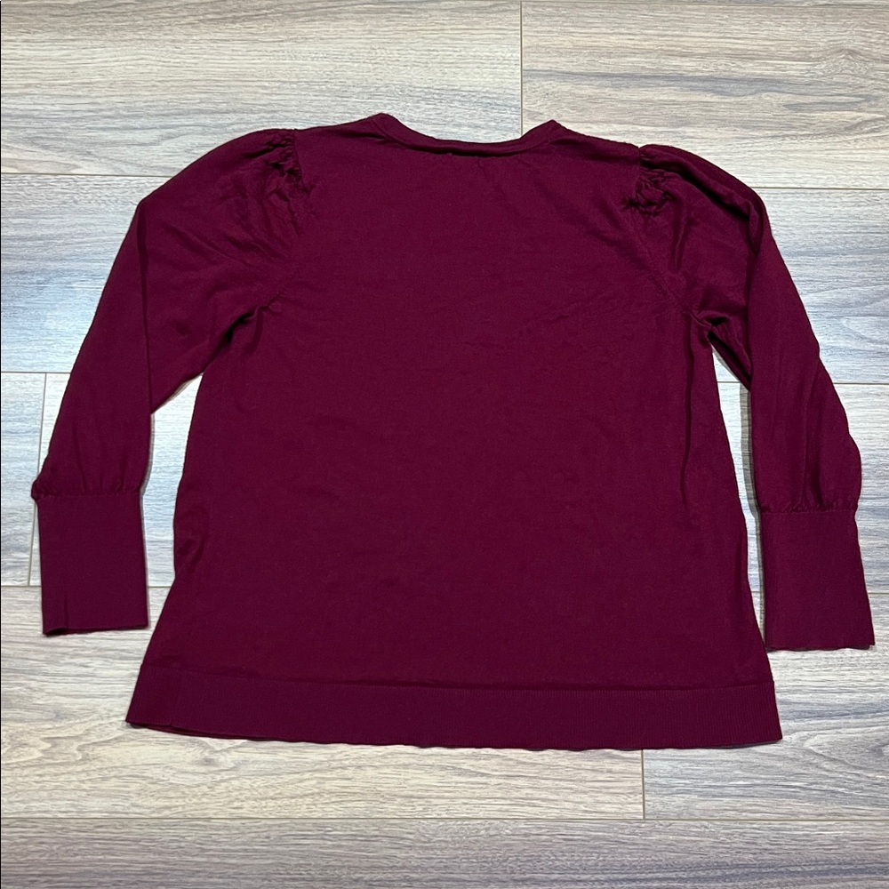 J. Jill Merino Wool Sweater Long Sleeve in Burgundy Size Large - Picture 9 of 9